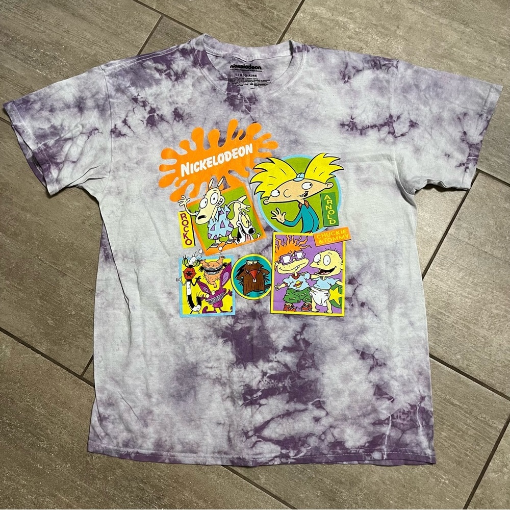 VINTAGE Nickelodeon Tye Dye Graphic Tee Men’s Size Large